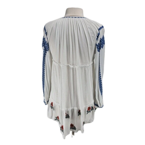 Free People Women Sz XS Loose Fit Ruffle Embordered Long Sleeve Crew Neck 140NA - Picture 3 of 5